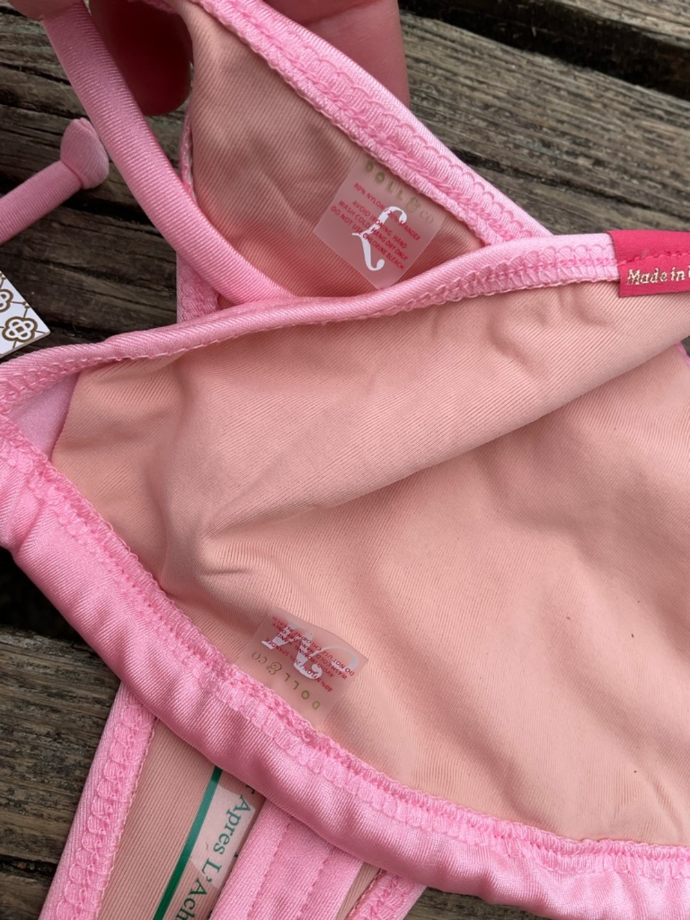 Dollcake Pink Triangle String Bikini Set top medium bottom large - Picture 7 of 11